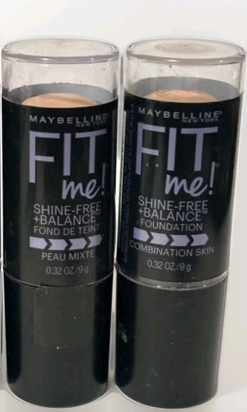2 PACK Maybelline Fit Me! Shine-Free + Balance Foundation 130 – Buff Beige NEW