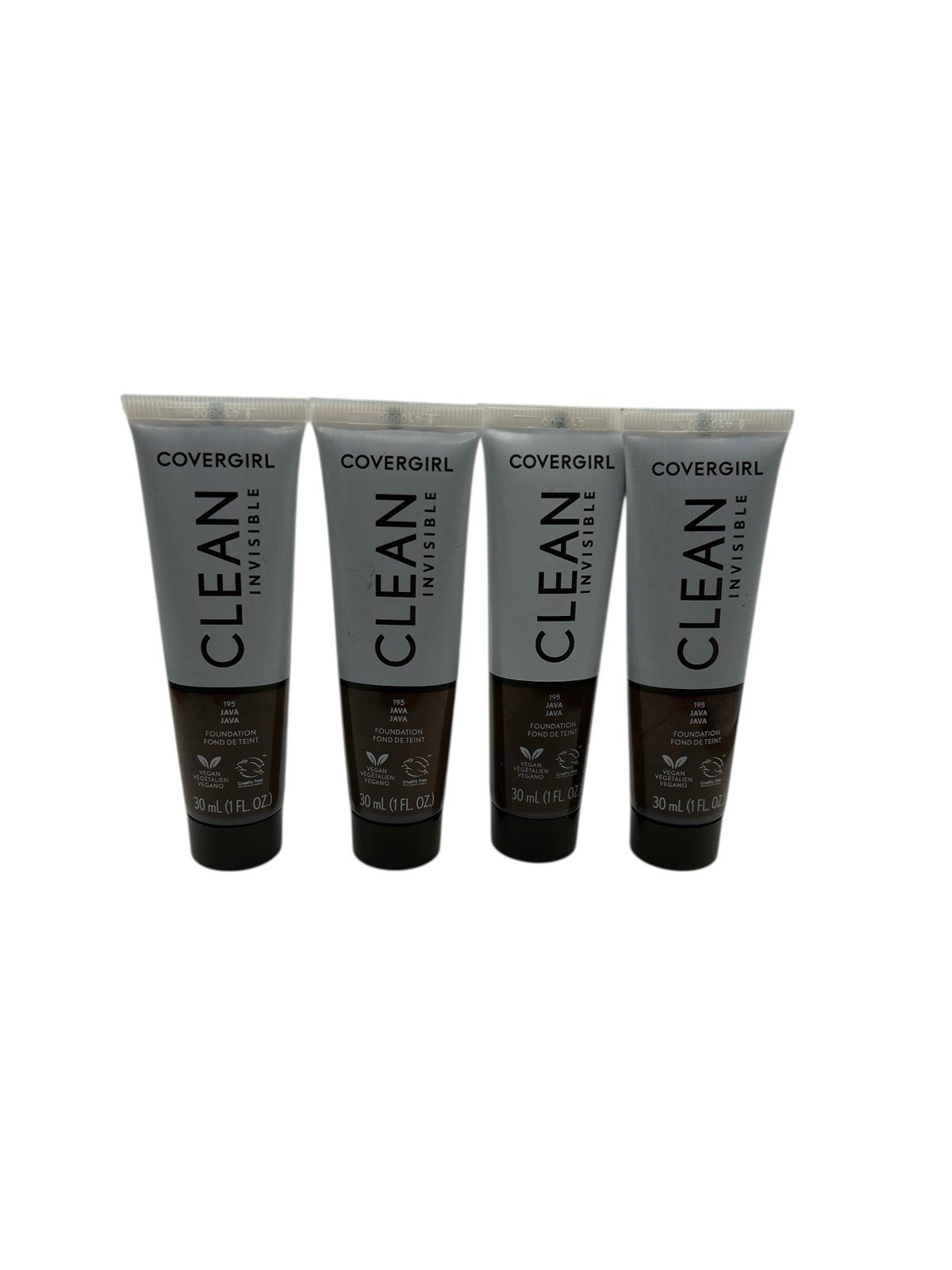 Lot Of 4 CoverGirl Clean Invisible Liquid Makeup, 195 Java Brand New Sealed