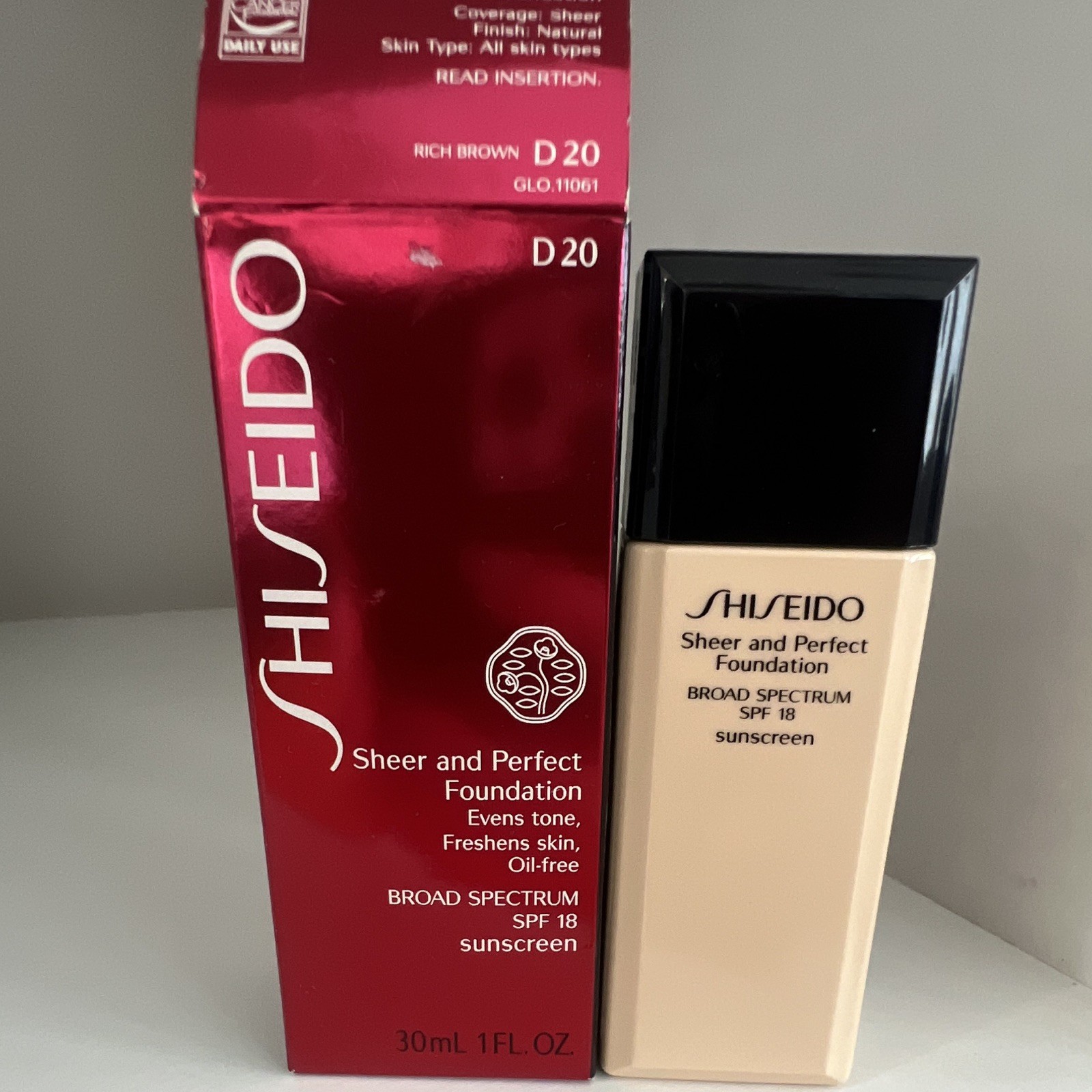 Shiseido Sheer and Perfect Oil-Free Liquid Foundation SPF 18 Rich Brown 1oz