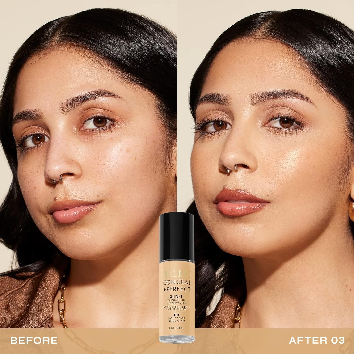 Water-Resistant Conceal + Perfect Foundation, 1 Oz – Flawless Light Beige Finish