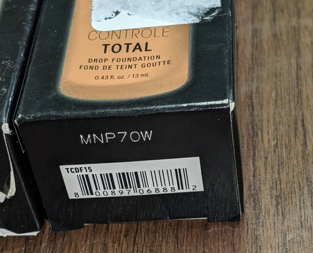 2 NYX Total Control Drop Foundation color TCDF15 Caramel 0.43 oz New In Box
