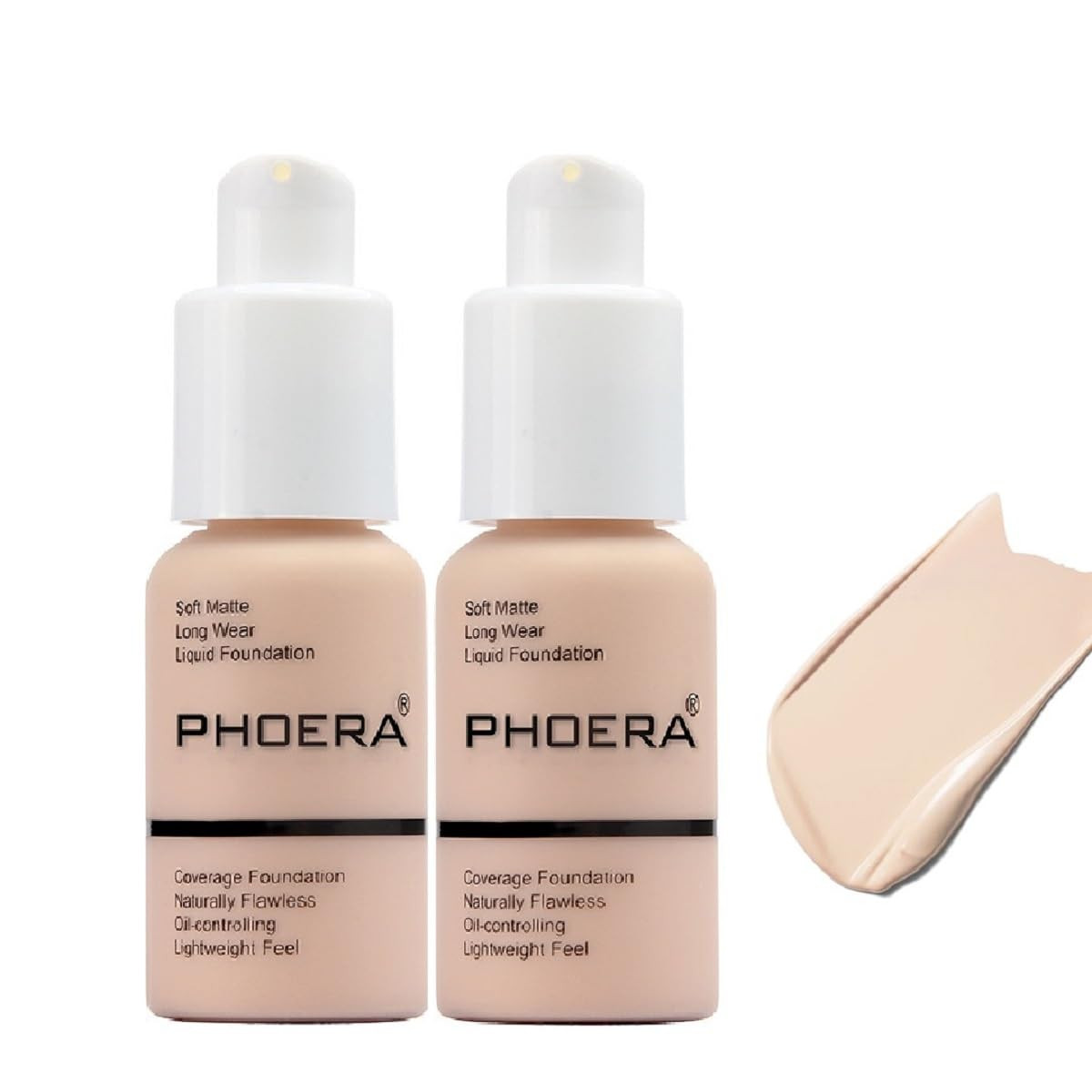 2 Pack Matte Oil Control Concealer Foundation Cream,Phoera New 30Ml Long Lasting