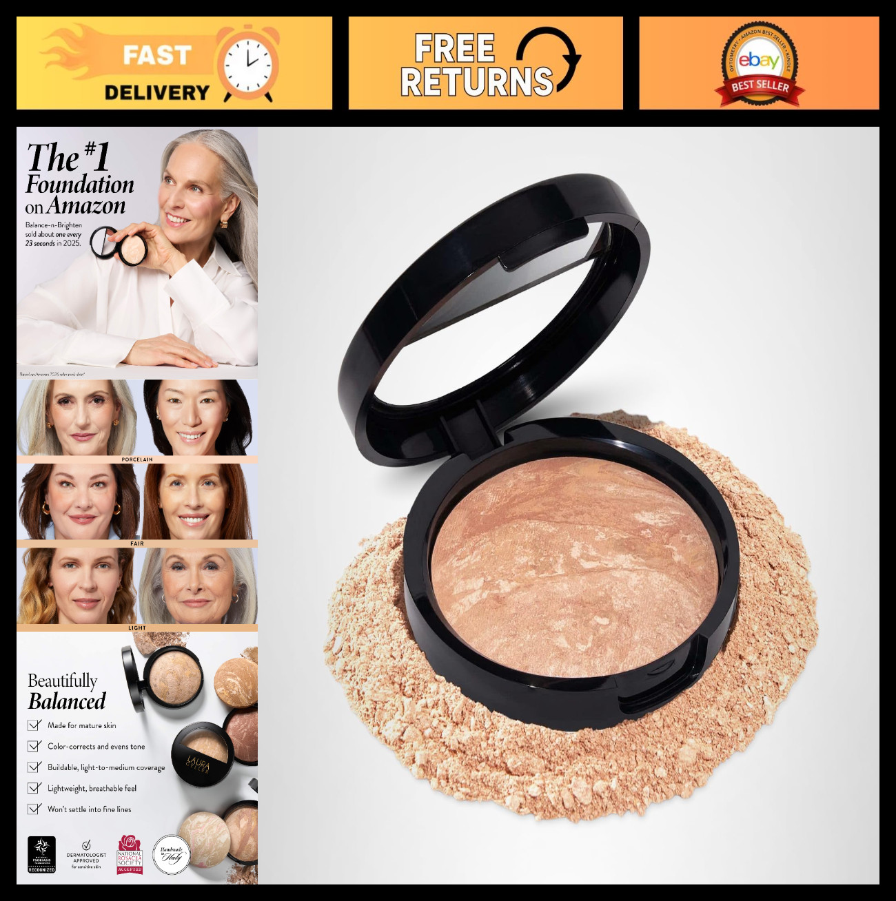 Baked Balance-n-Brighten Color Correcting Powder Foundation – Buildable Matte Fi