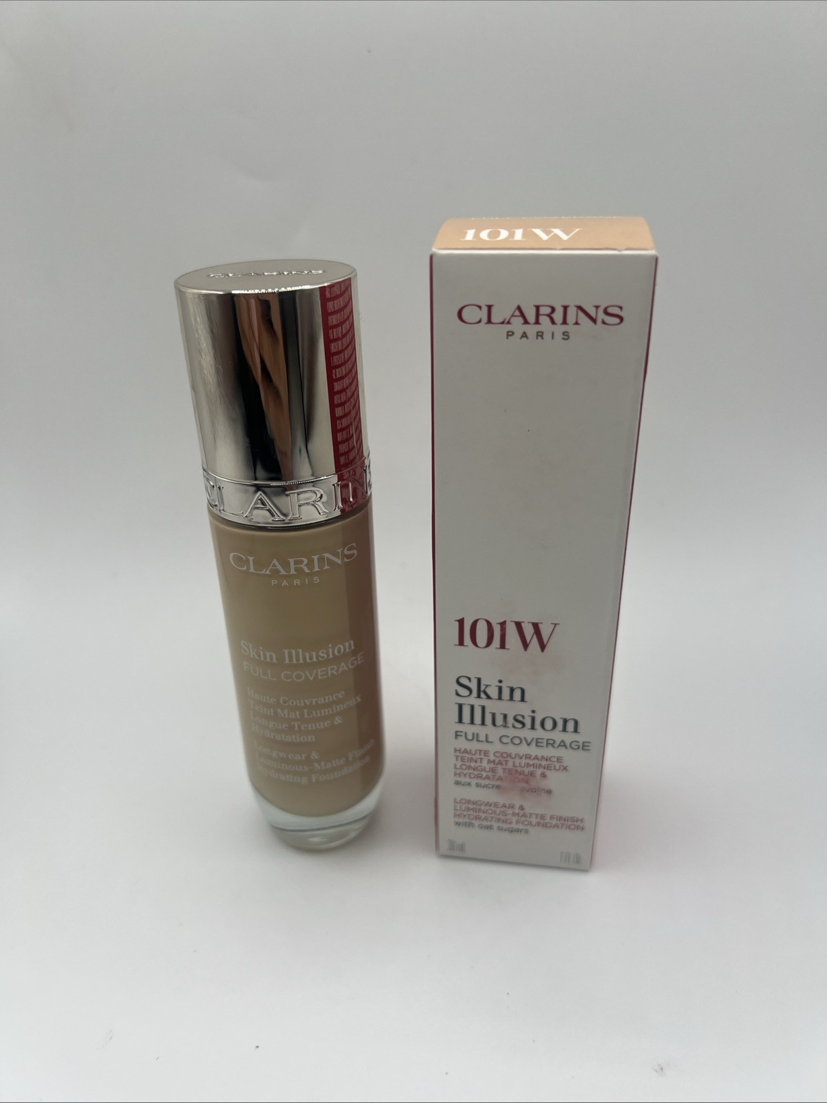 CLARINS Skin Illusion Full Coverage Foundation shade 101W 1 Oz New In Box