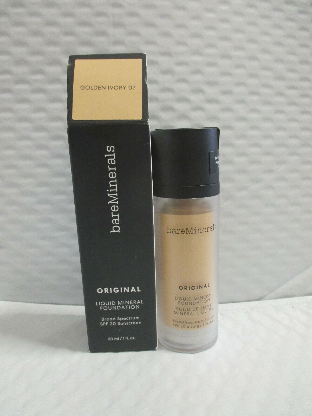 ‘-Bareminerals Liquid Mineral Foundation Spf 20 Golden Ivory 07 1 Oz Boxed