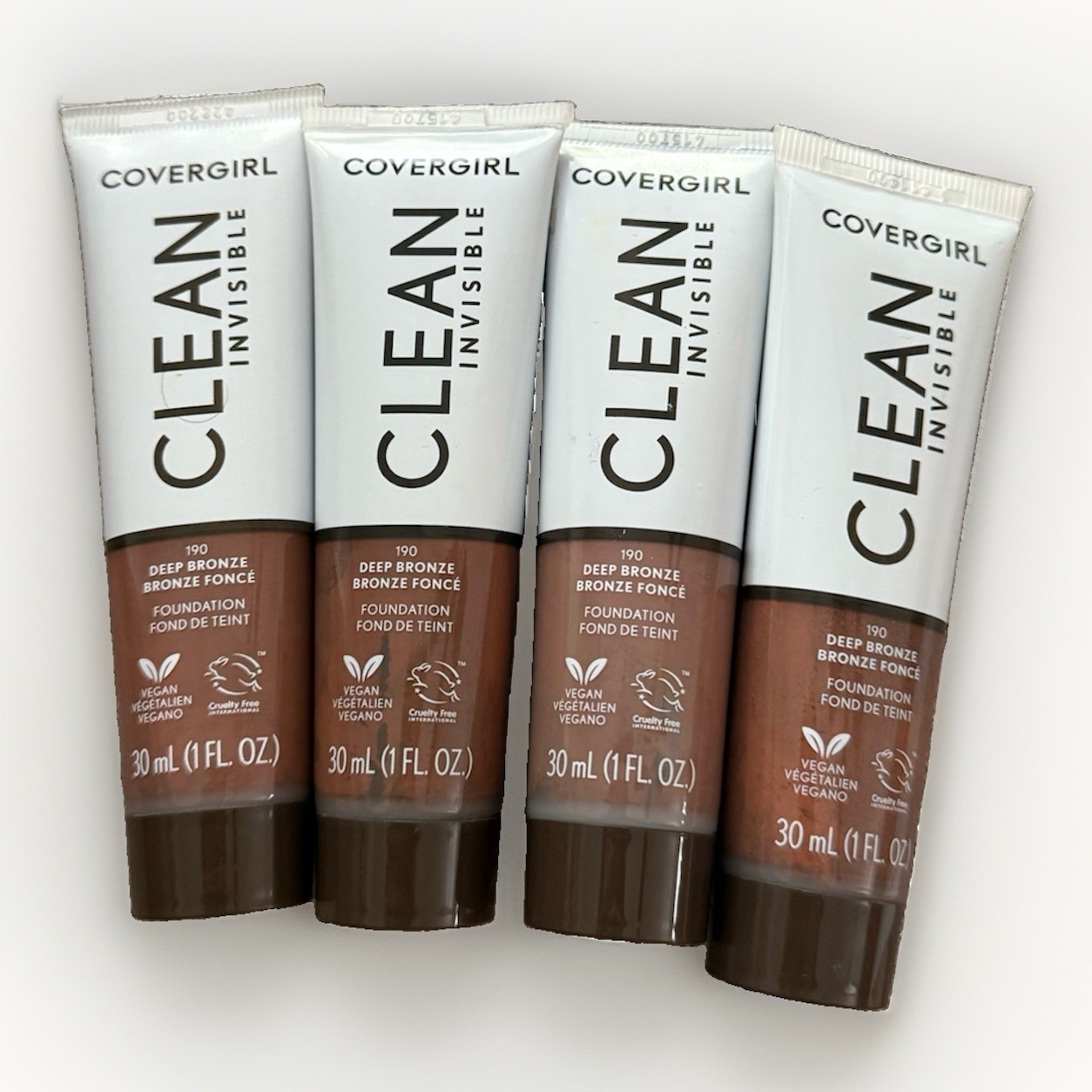 4 Covergirl Clean Invisible Foundation 190 Deep Bronze 1oz New