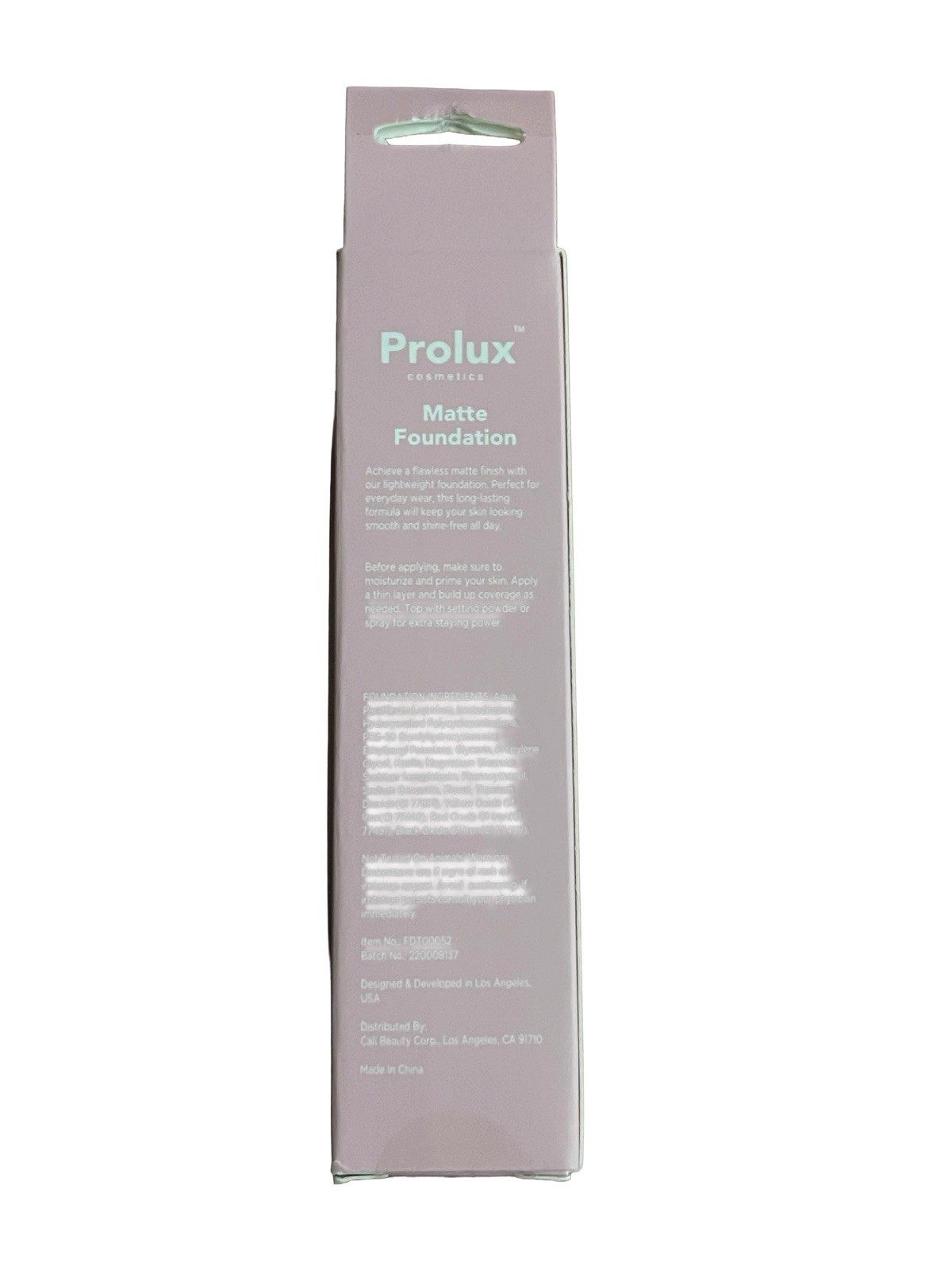 Prolux Matte Foundation Shell 1.35 fl oz 40 ml Long Lasting Vegan Cruelty-Free