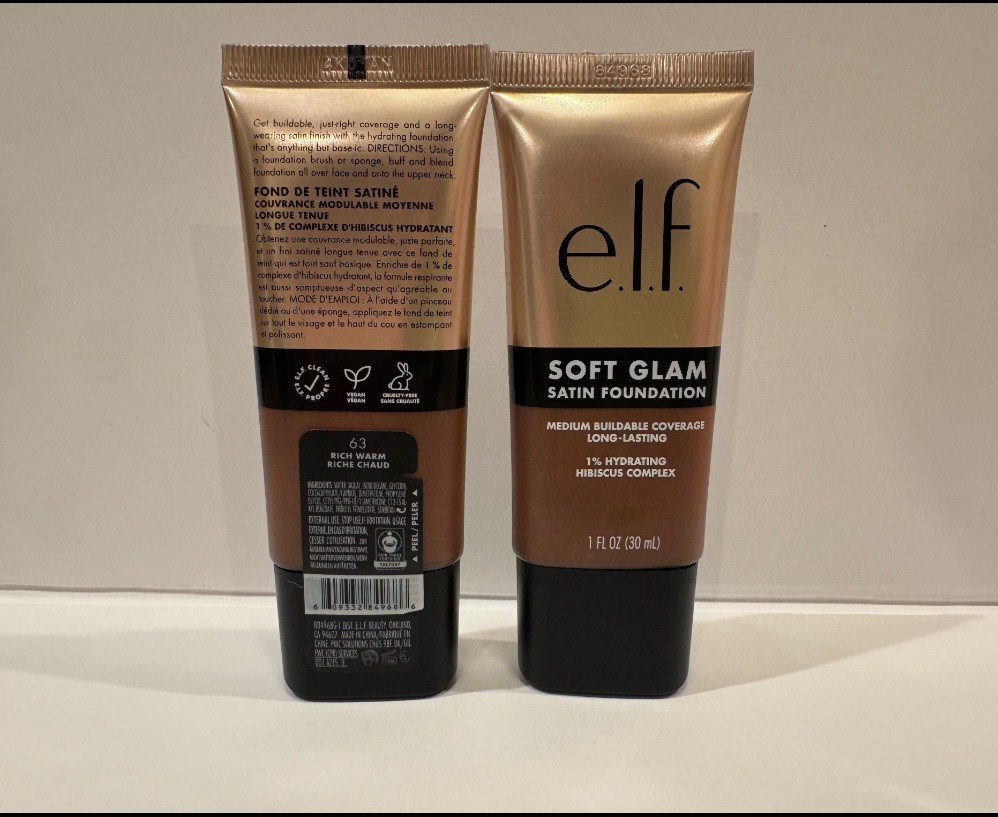 (2)e.l.f. Soft Glam Satin Foundation Medium Buildable Liquid 1floz Assorted Shad