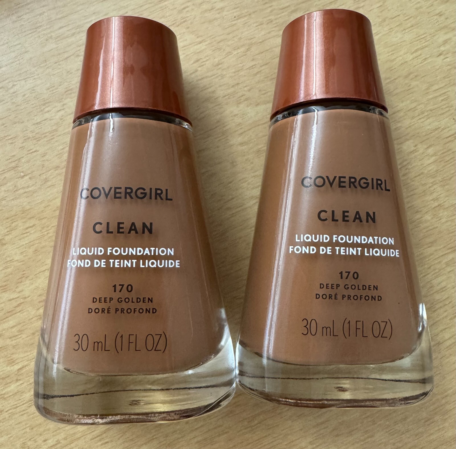(2) COVERGIRL CLEAN LIQUID FOUNDATION #170 DEEP GOLDEN 1 FL OZ EACH