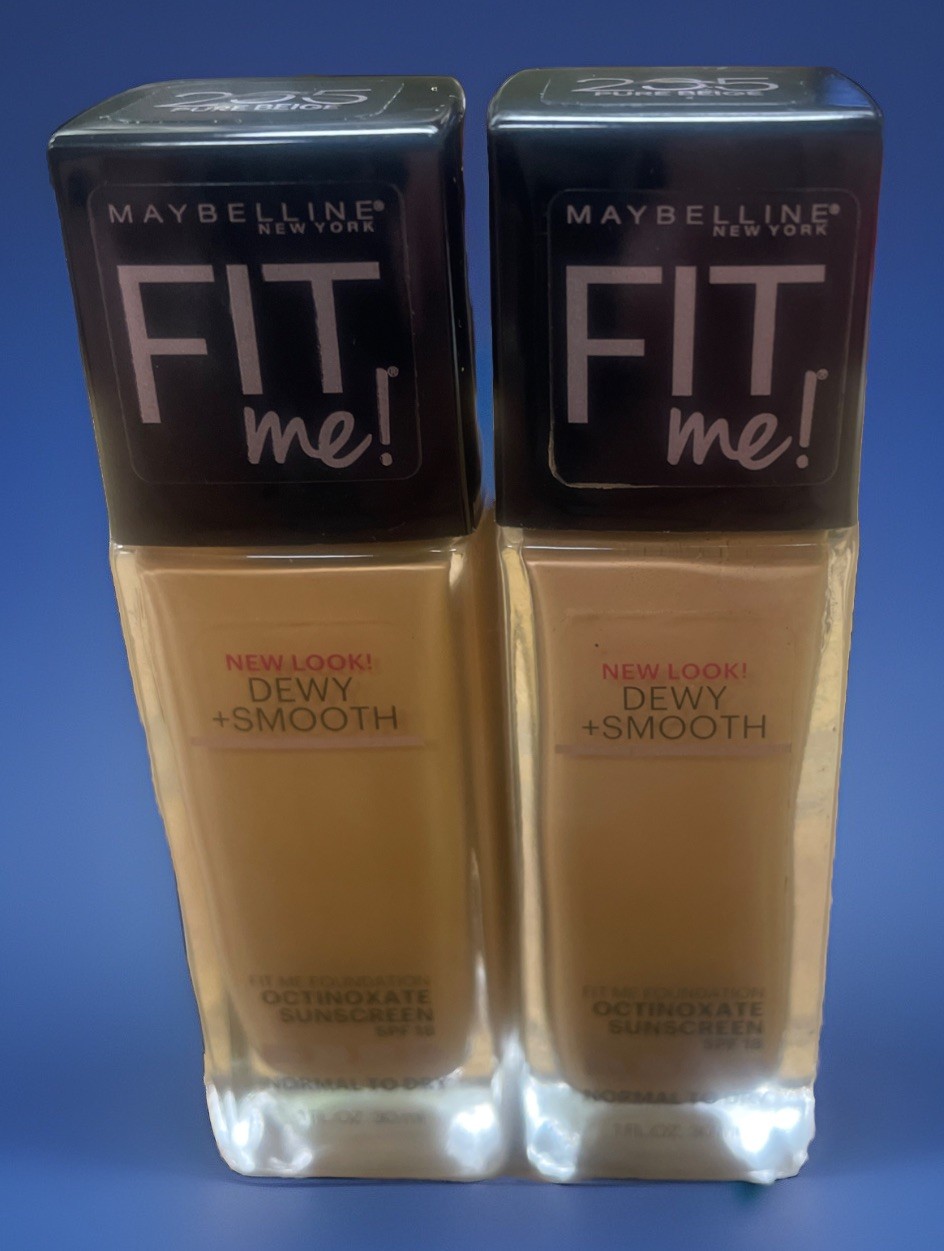 Maybelline Fit Me! Dewy+Smooth Foundation #235 Pure Beige Lot Of 2 Bottles
