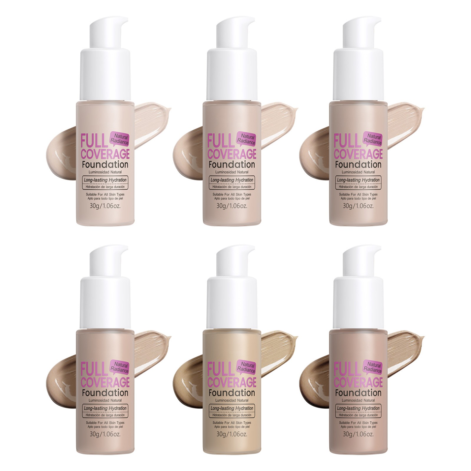 Women 1Pcs Moisturizing Full Coverage Liquid Foundation For Face Makeup 30g