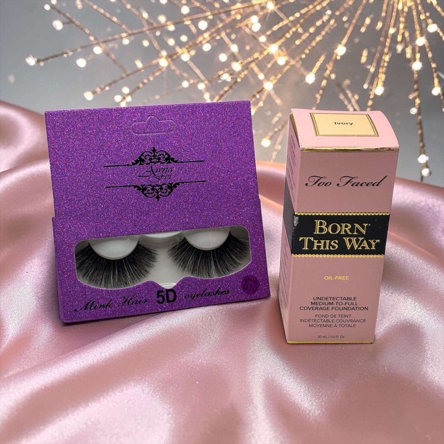 Too Faced Born This Way Oil-Free Foundation IVORY and Aivna Fei Mink Eyelash SET