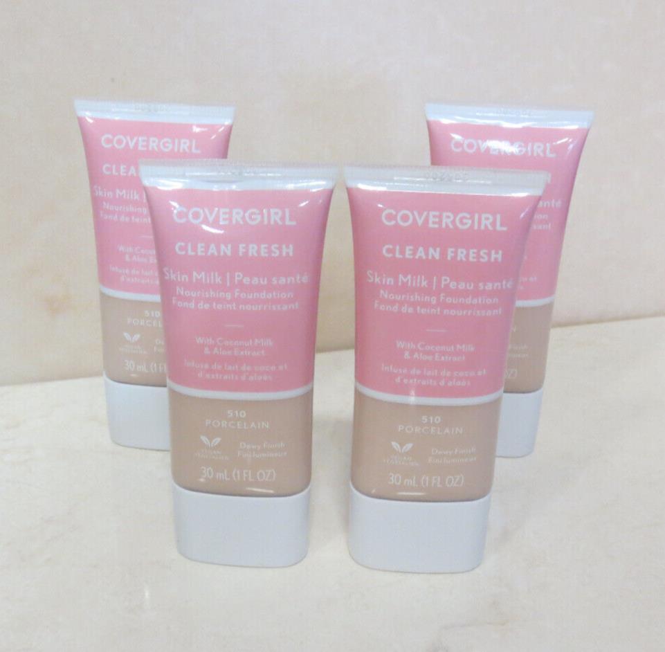 (4) COVERGIRL CLEAN FRESH SKIN MILK NOURISHING FOUNDATION 510 PORCELAIN 1 OZ