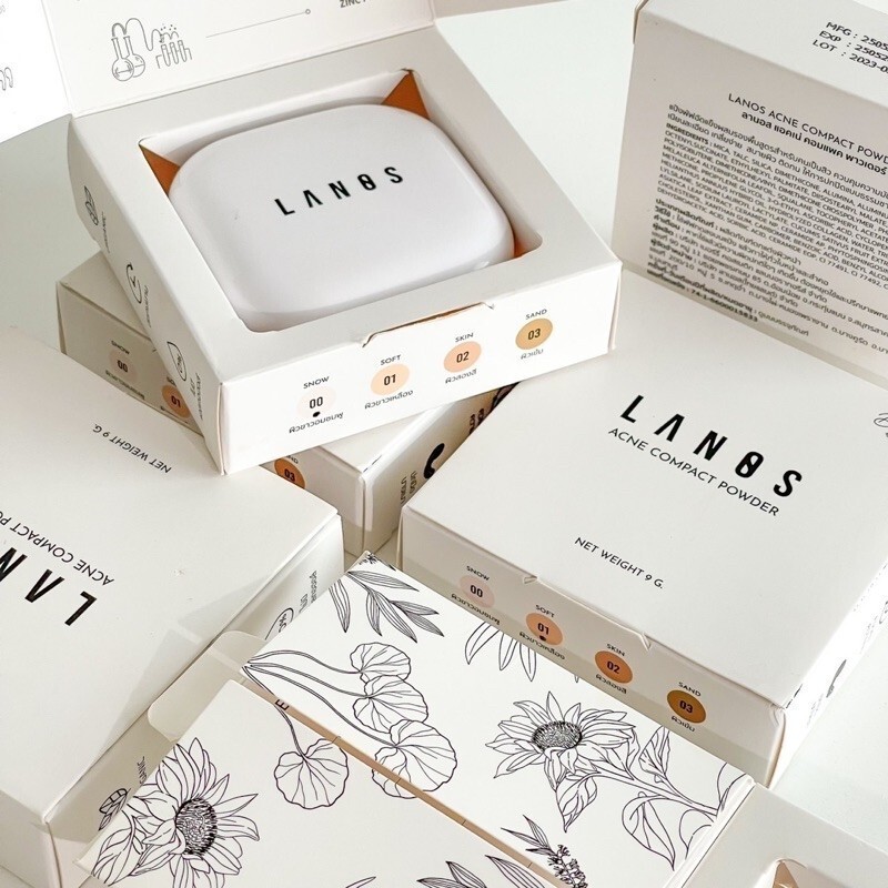 Lanos Puff Powder foundation reduces acne light controls oil blurs pores 9g