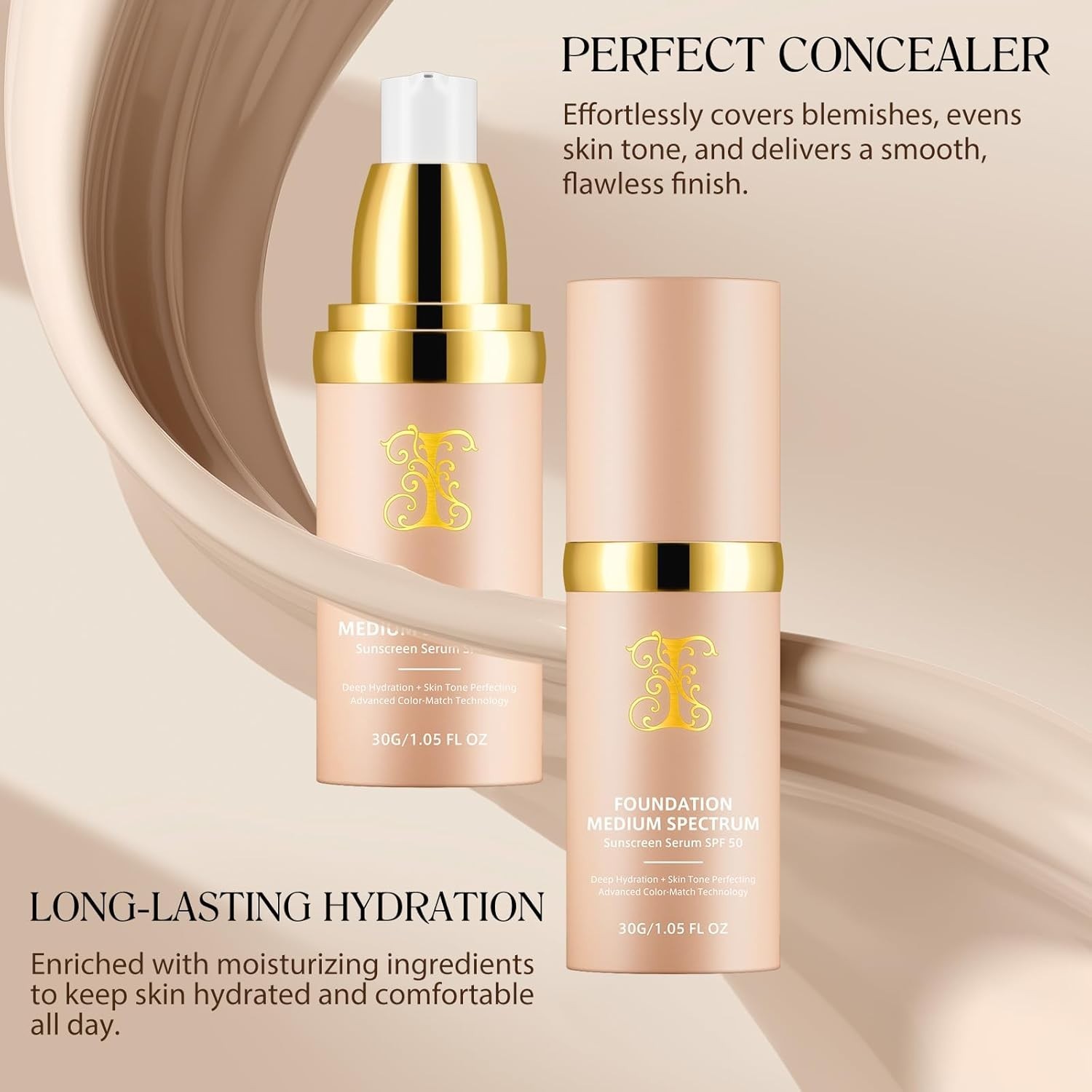 Color Changing Foundation Liquid 4 in 1, Foundation for Older Women, Hydrating L