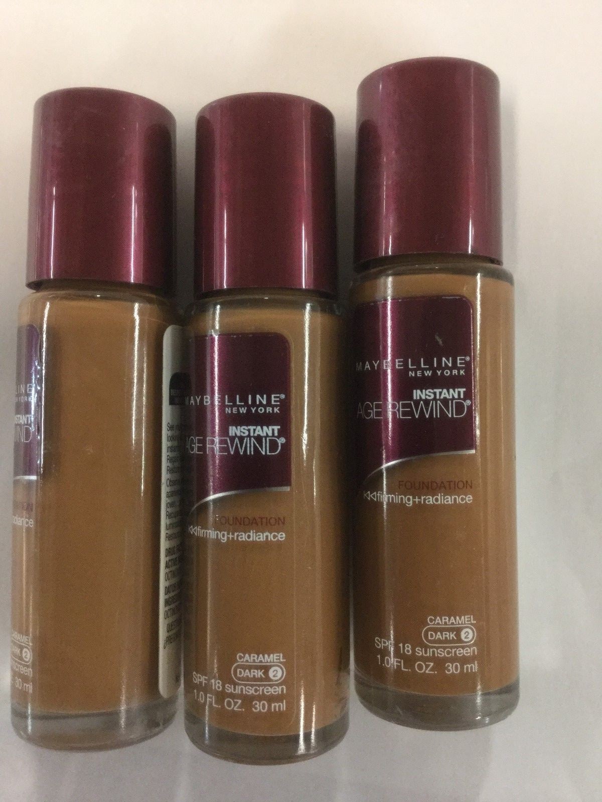 ( LOT OF 3 ) Maybelline Instant Age Rewind Foundation SPF18 Caramel (Dark-2) .