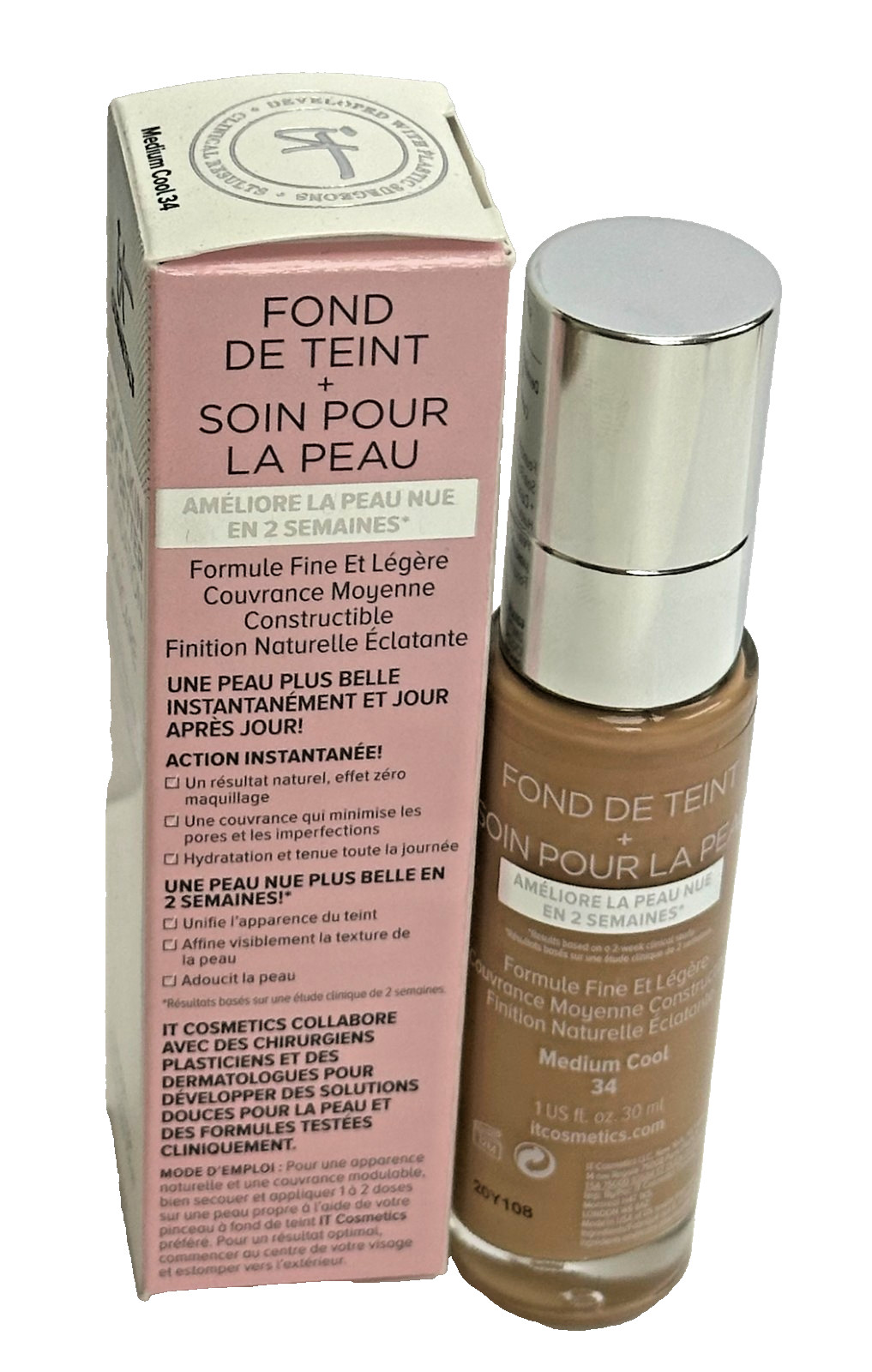 IT COSMETICS Your Skin But Better Foundation + Skincare Medium Cool 34 1 OZ