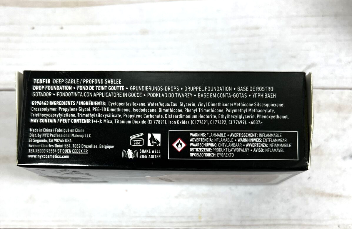 NYX Total Control Drop Foundation DEEP SABLE TCDF18 Make Up NEW