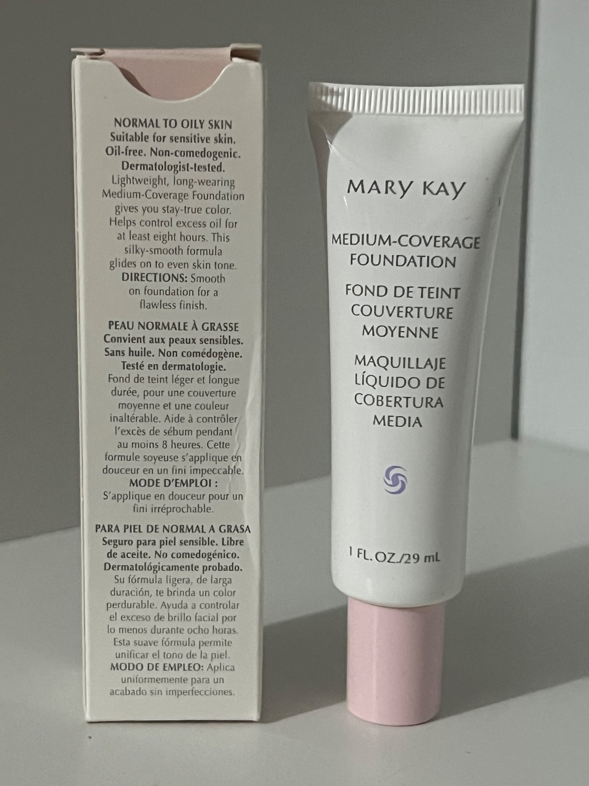 MARY KAY MEDIUM COVERAGE LIQUID FOUNDATION – SKINNY PINK/GREY CAP – PICK SHADE: