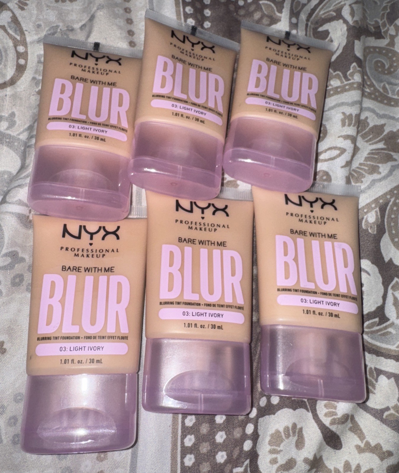NYX Makeup Bare with Me Blur Skin Tint Foundation, 03 Light Ivory X6 Lot New