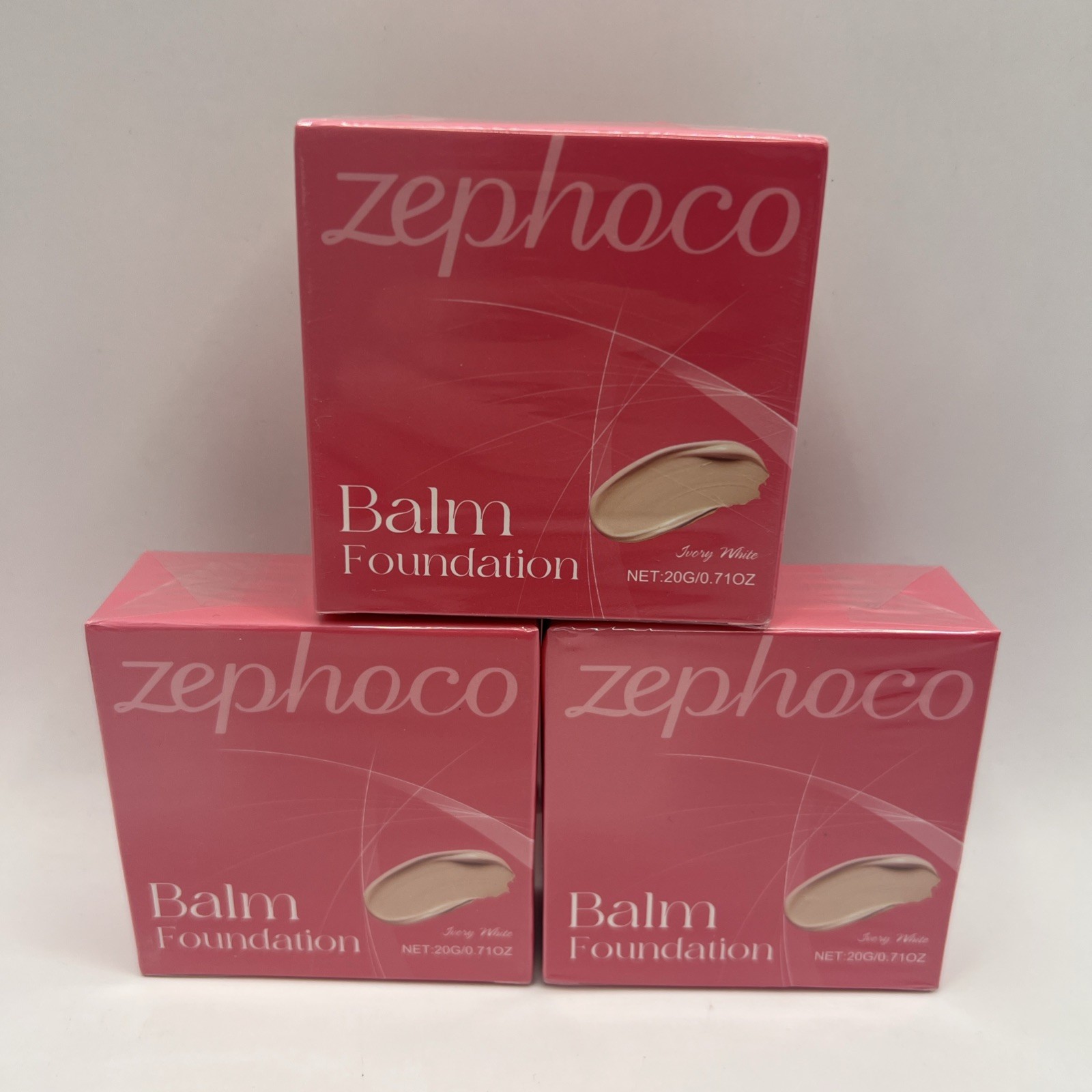 Zephoco Balm Foundation Ivory White X 3 20g .71 Oz With Brushes