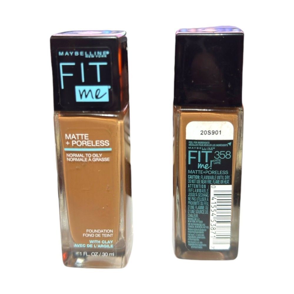 Maybelline Lot of 2 Fit Me Matte Poreless Liquid Foundation # 358 Latte (NEW)