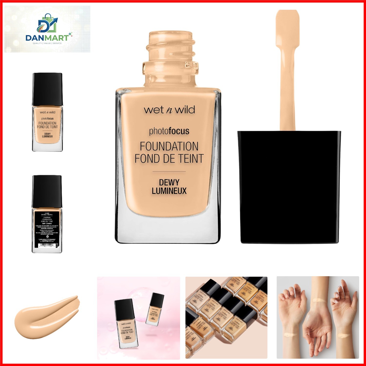 Photo Focus Dewy Liquid Foundation Makeup, Soft Beige Packaging May vary
