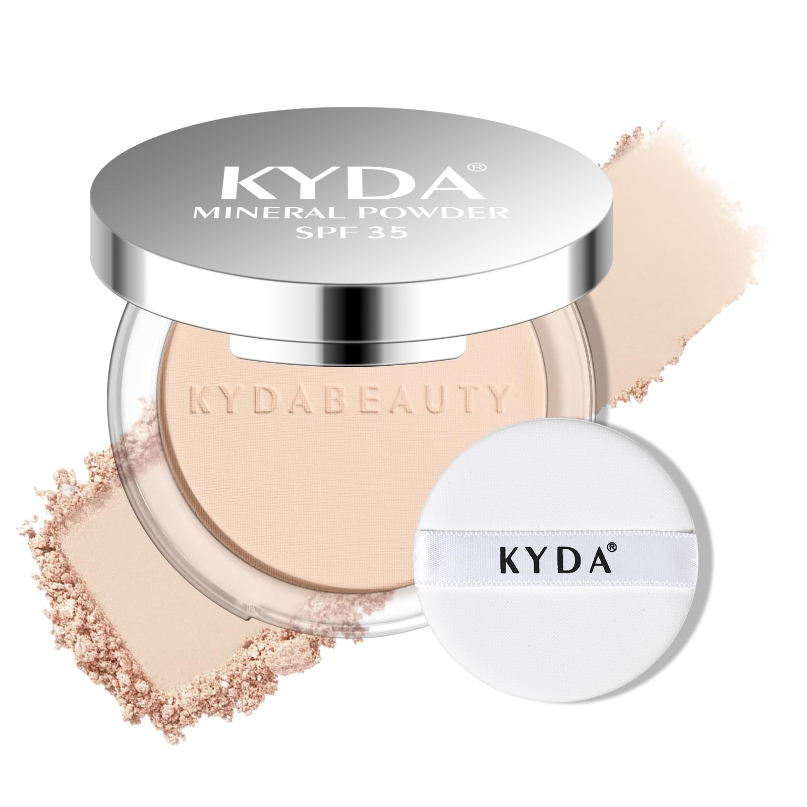 KYDA Mineral Powder, SPF 35, 4in1 Mineral Pressed Powder Foundation with Conc…