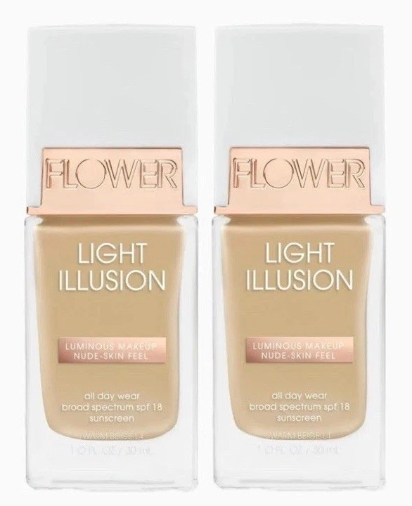 2 PACK FLOWER BEAUTY Light Illusion Foundation Warm Beige