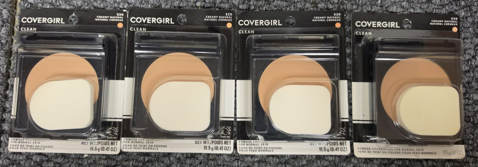 4 X Covergirl Clean Powder Foundation for normal skin 520 Creamy Natural 0.41 oz
