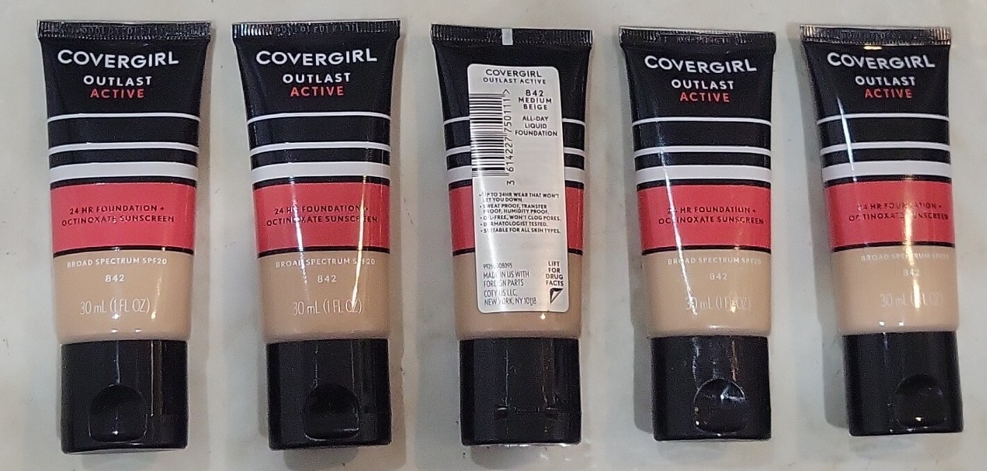 5 Covergirl Outlast Active 24 Hour Foundation + SPF 20 #842 Medium Beige 1 Oz