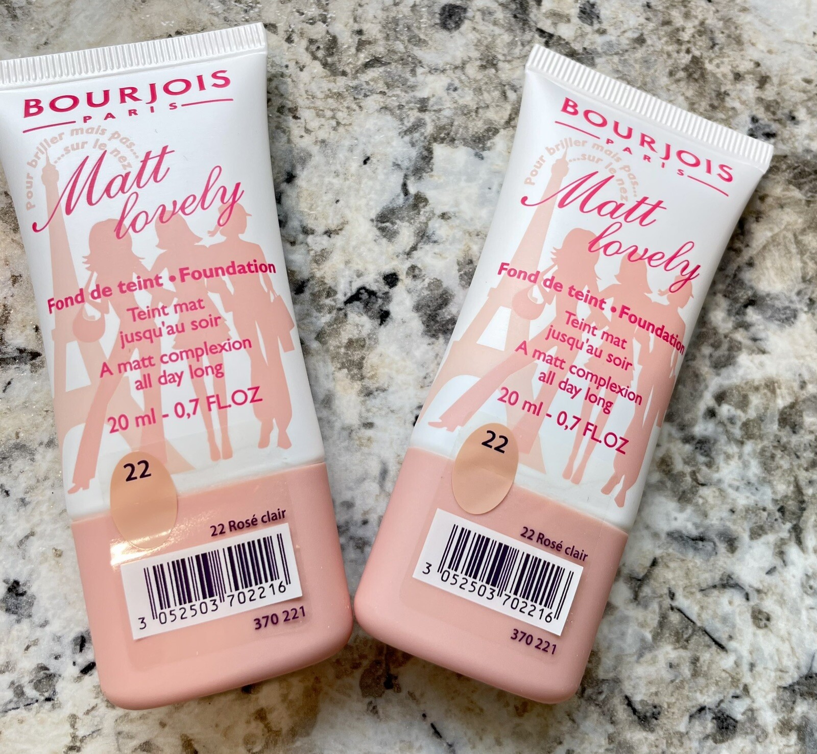 (2) Bourjois Matt Lovely Foundation #22 Rose Clair New