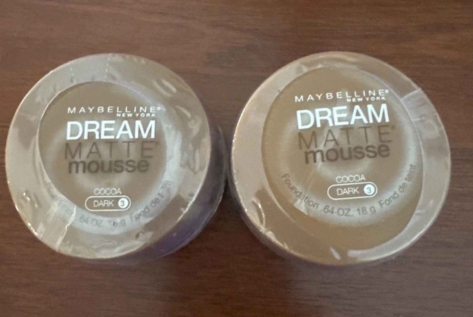 Lot of 2 Pack Maybelline Dream Matte Mousse Foundation Women Cocoa Dark 3 0.64oz