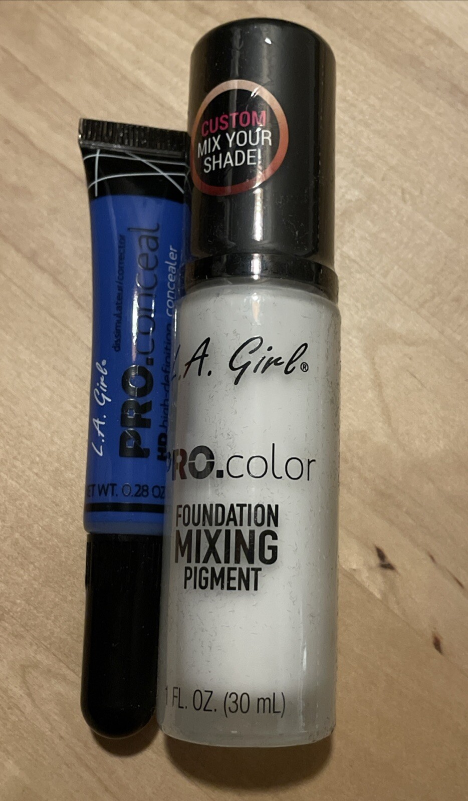 L.A. Girl Pro Conceal Blue Corrector And Foundation White Mixing Pigment Bundle