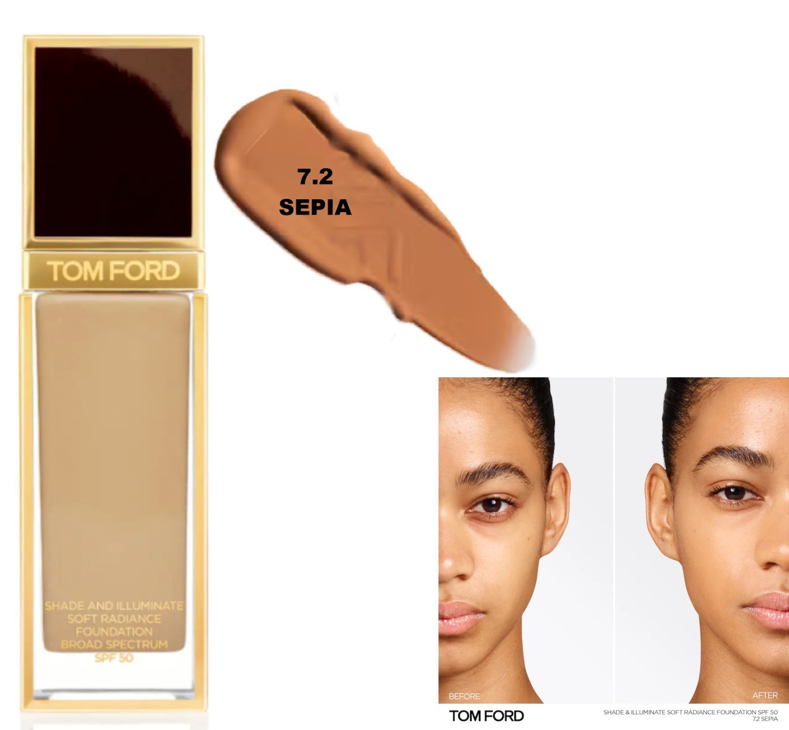 Tom Ford Shade And Illuminate 7.2 SEPIA Soft Radiance Foundation 1.0 OZ. NIB