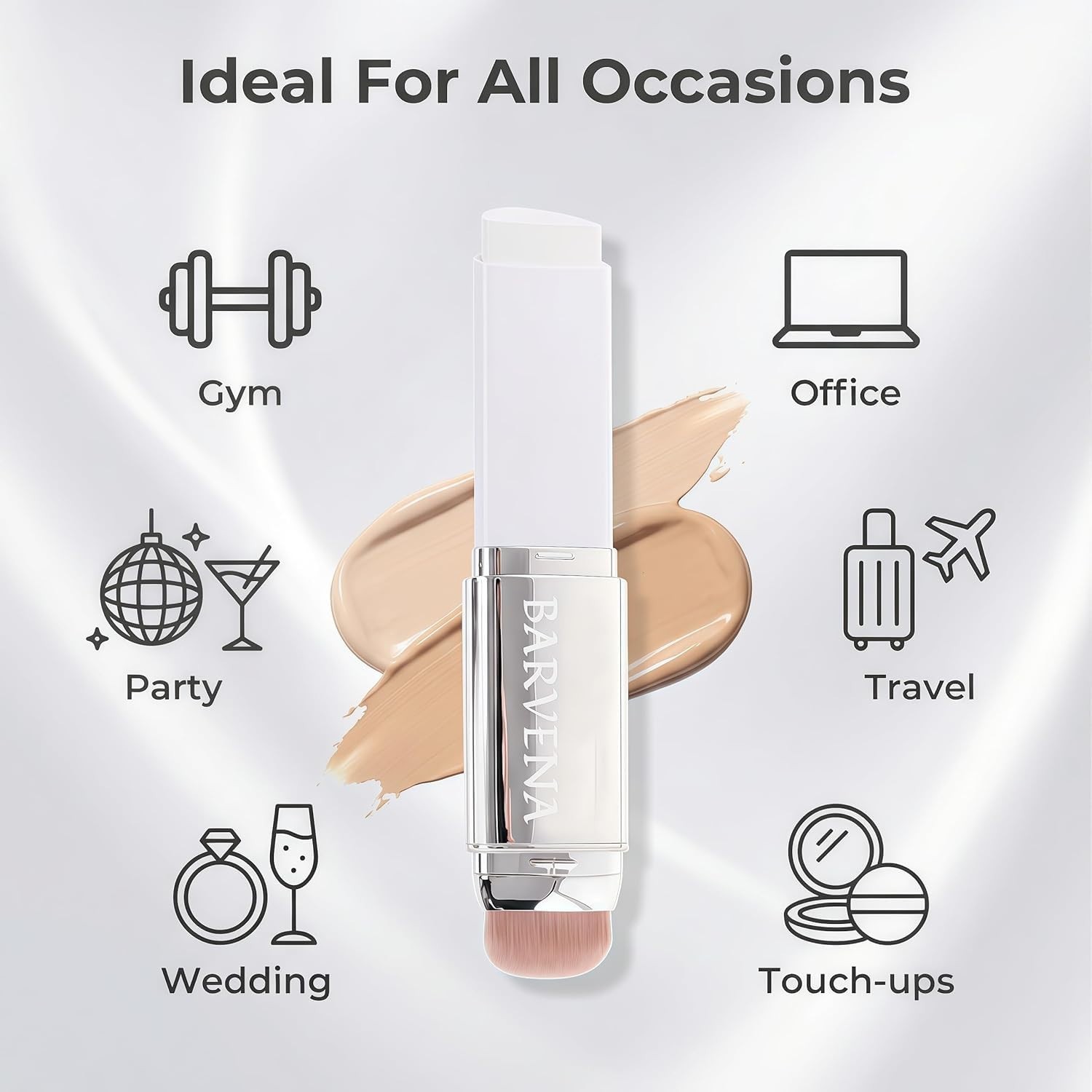 Color Changing Foundation Stick with Brush – Full Coverage, Self-Adjusting Makeu