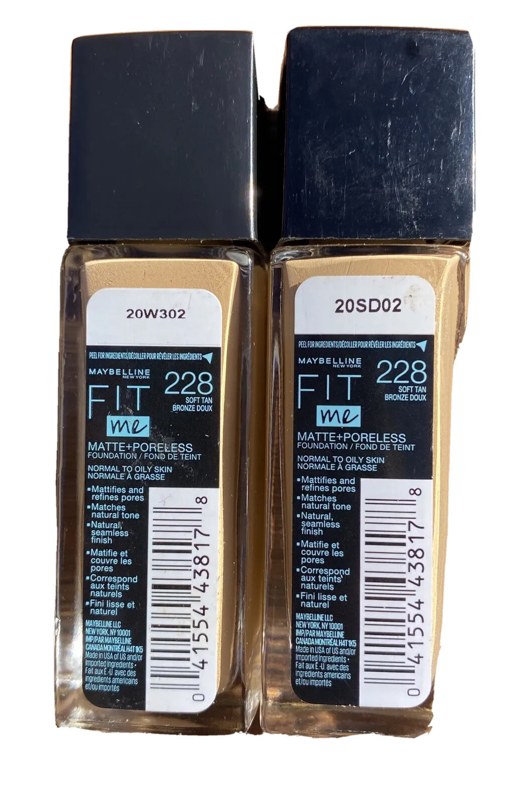 Maybelline Fit Me Matte + Poreless Liquid Foundation 228 Soft Tan Lot Of 2