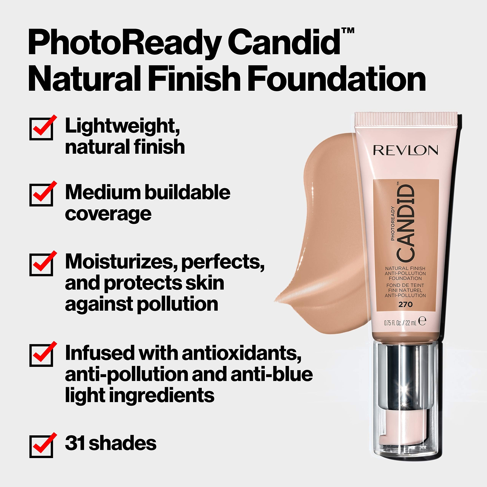 Revlon PhotoReady Candid Natural Finish Foundation, with Anti-Pollution,
