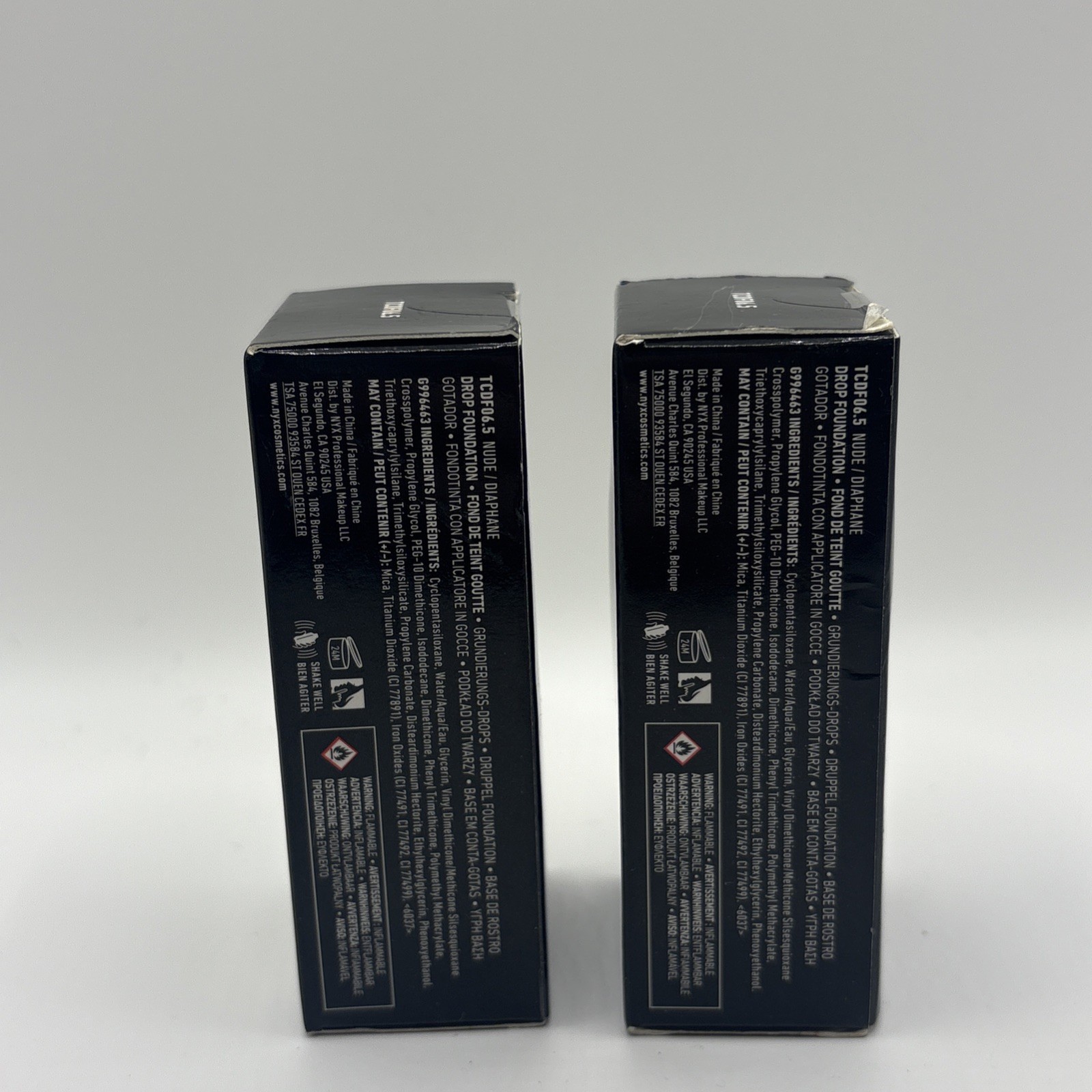 2X NYX Total Control Drop Foundation TCDF06.5 Nude 0.43 oz New Sealed