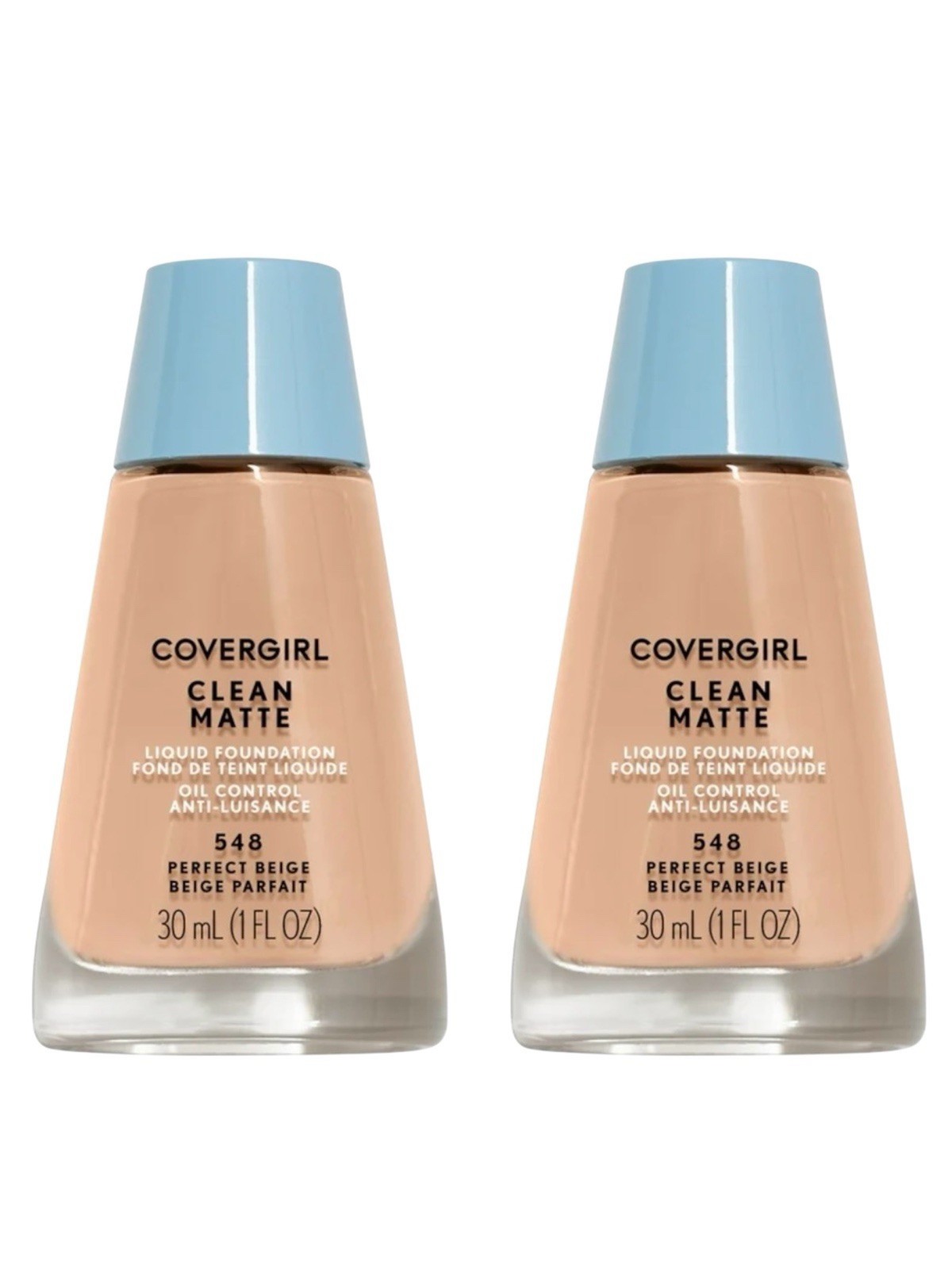 2 Pack – Covergirl Clean Matte Liquid Foundation, 548 Perfect Beige , 1 fl oz