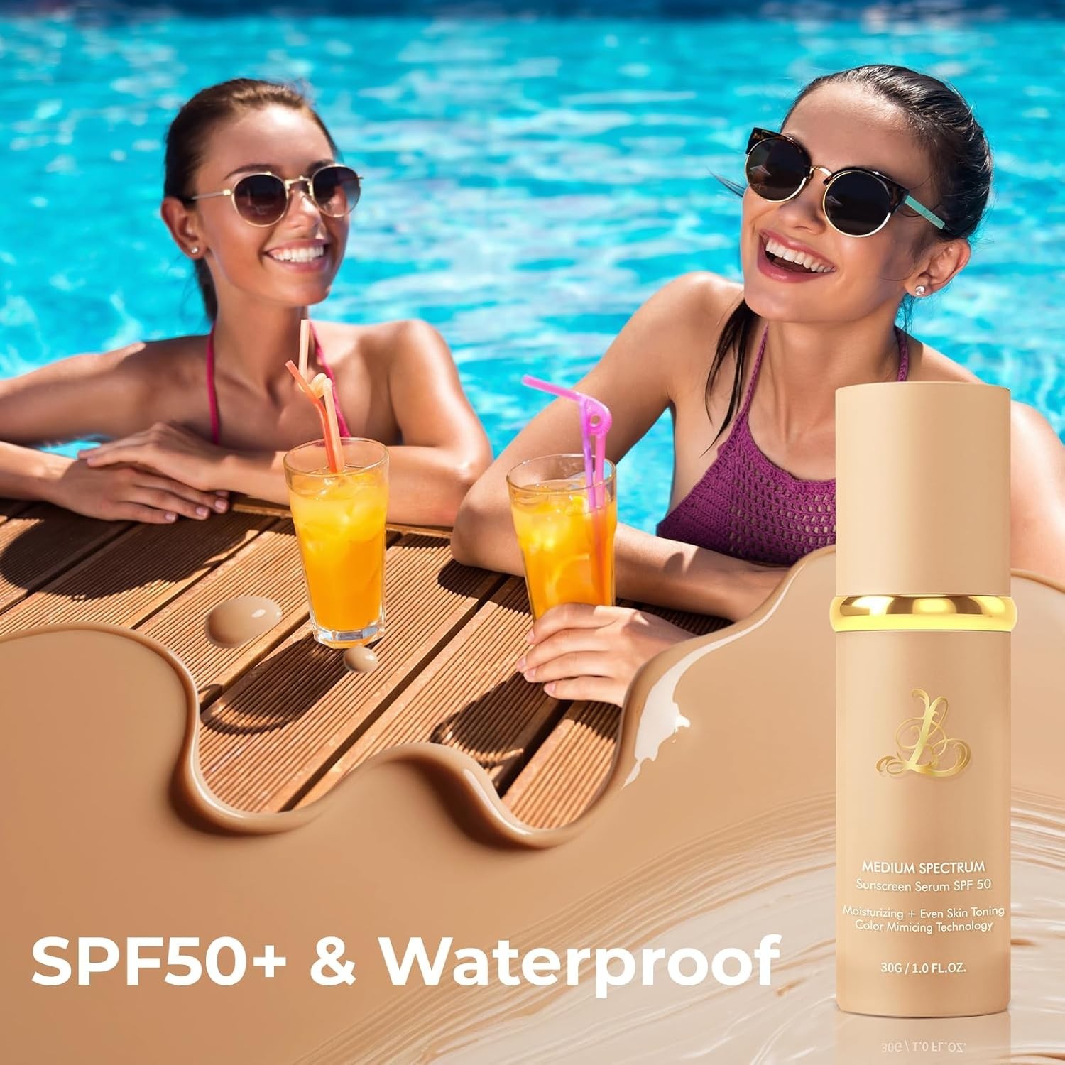 Hydrating Color Changing Foundation with SPF 50+: Lightweight & Waterproof