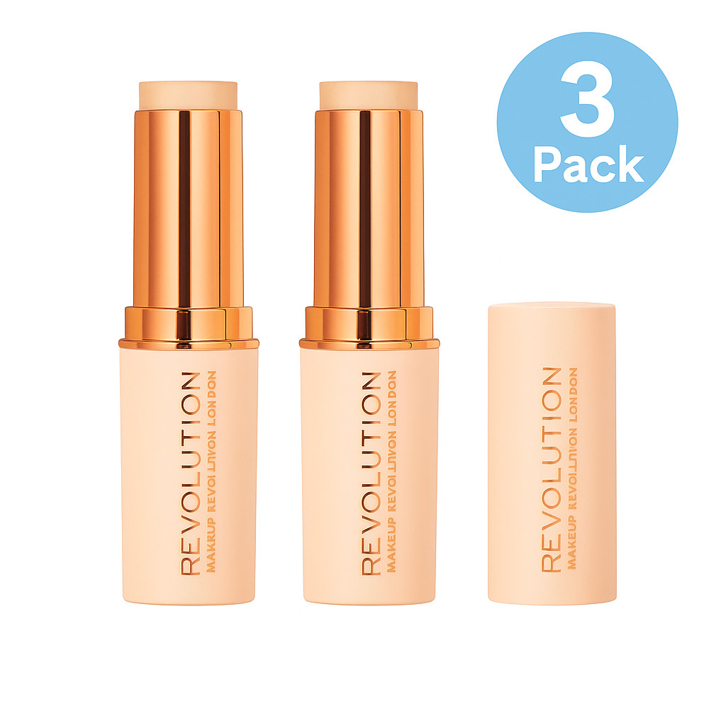 Revolution Stick Foundation F2 | Full Coverage Cream | 3 Pack | New