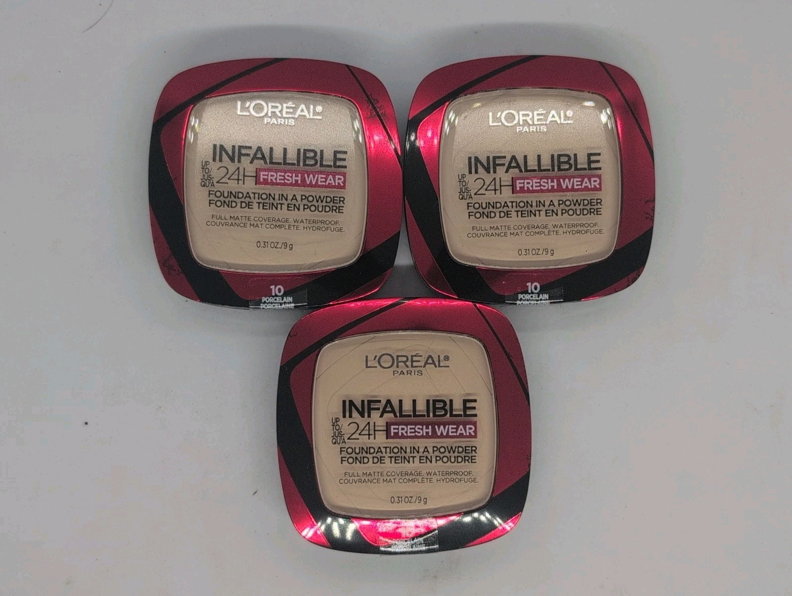 L’Oreal Paris Infallible Fresh Wear Foundation Powder – 10 Porcelain – 3 Pack