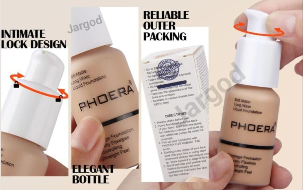 Phoera Foundation Makeup Full Coverage Liquid Base Brighten Long Lasting Shade