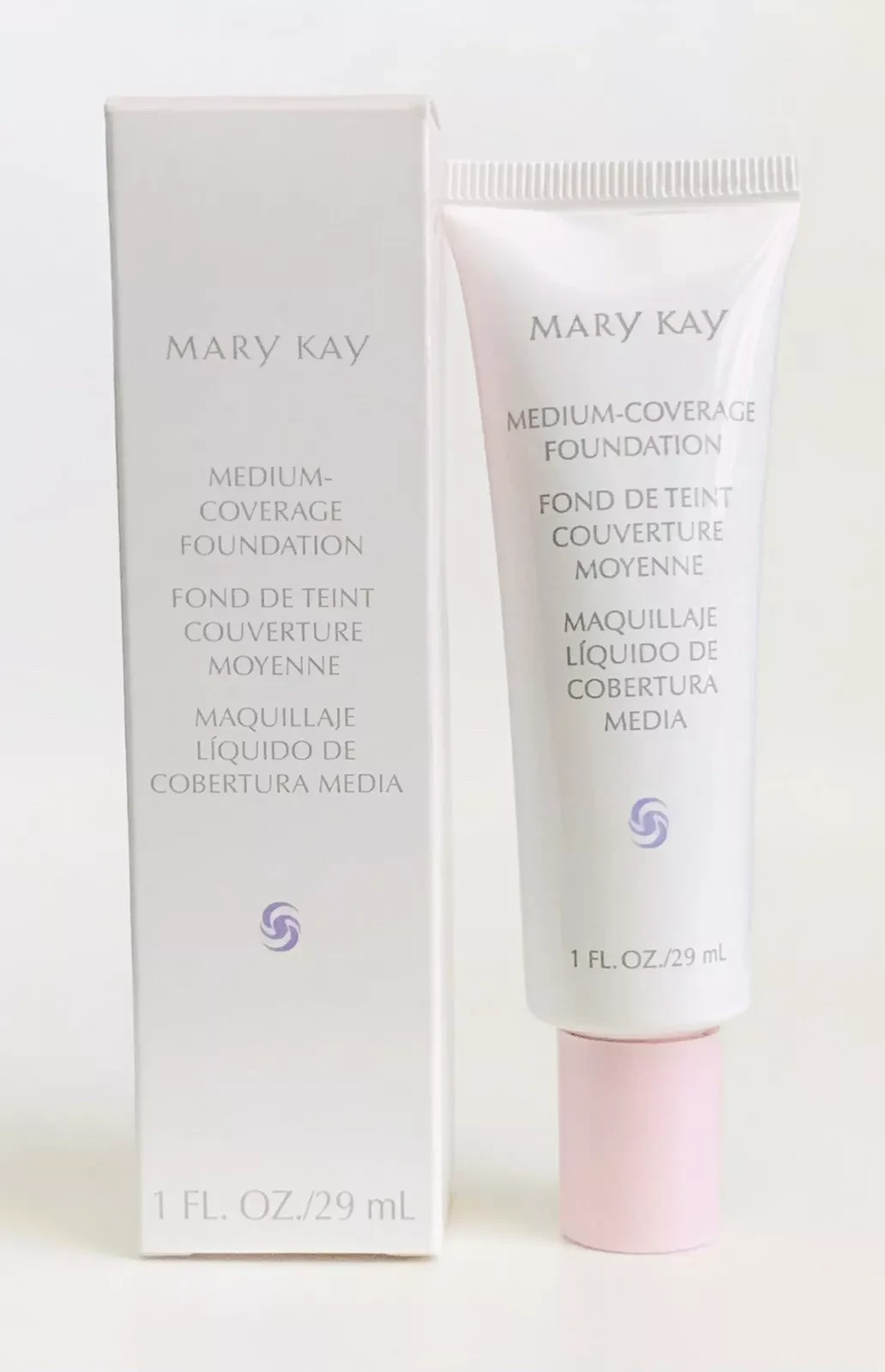 New In Box Mary Kay Medium Coverage Foundation Beige 404 Normal/Oily -Pink Cap