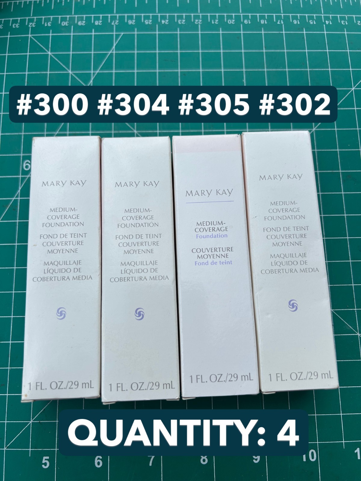 4-pack Mary Kay Medium Coverage Foundation Beige 302 Normal to Oily Skin 304 305