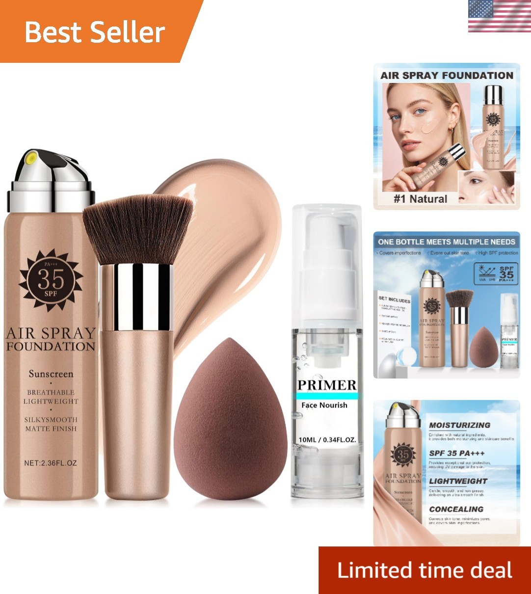 Full Coverage Airbrush Foundation Spray for Flawless, Hydrated Skin – 1 Count