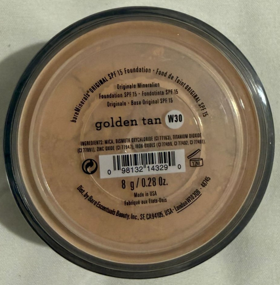 bareMinerals Original SPF 15 Foundation Golden Tan W30 Loose Powder 8g Full size