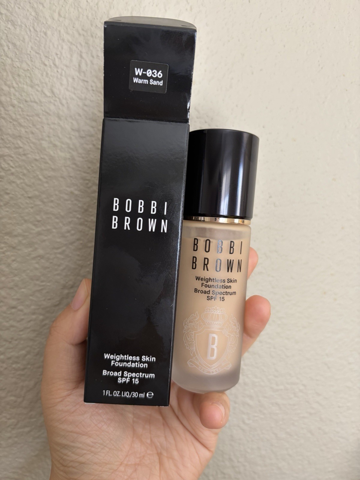W-036 Warm Sand, Bobbi Brown Weightless Skin Foundation SPF 15, 1oz/30mL, NIB