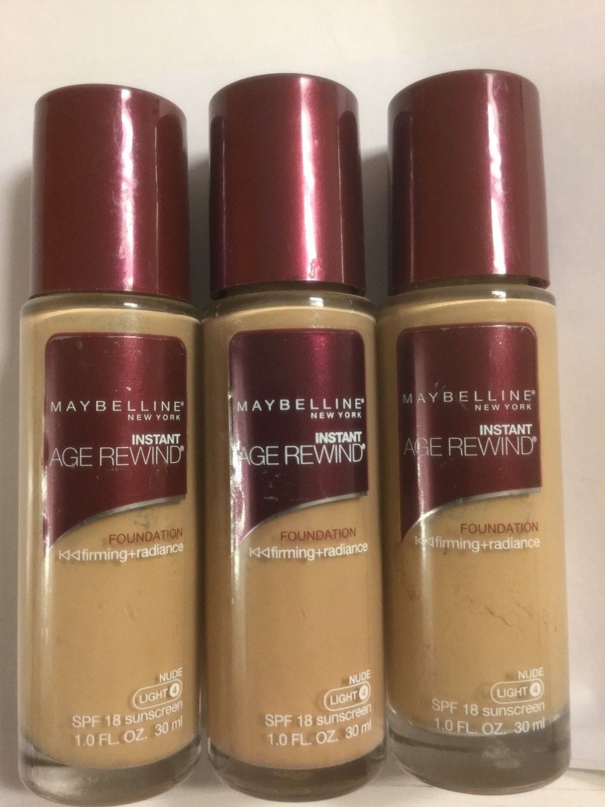 3 X Maybelline Instant Age Rewind Foundation SPF18 Nude (Light-4) .